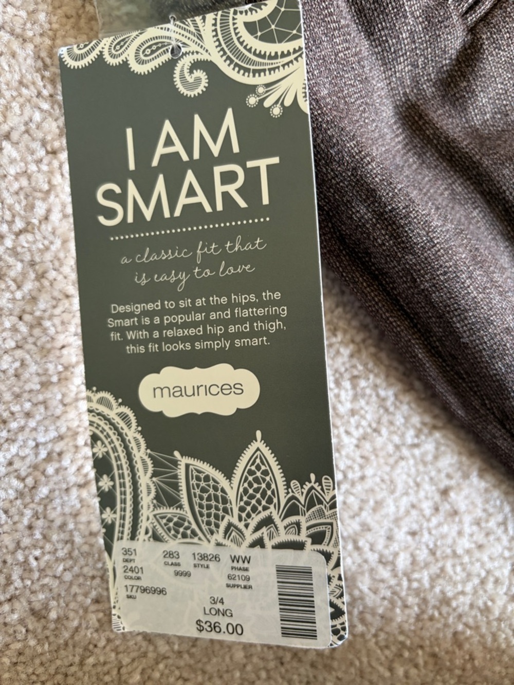 NWT Maurices Brown I Am Smart Boot Dress Pant Womans Size 3/4L - Picture 8 of 10